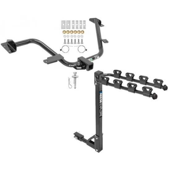 Trailer Tow Hitch w/ 4 Bike Rack For 15-18 Chevy City Express 13-22 Nissan NV200 tilt away adult or child arms fold down carrier