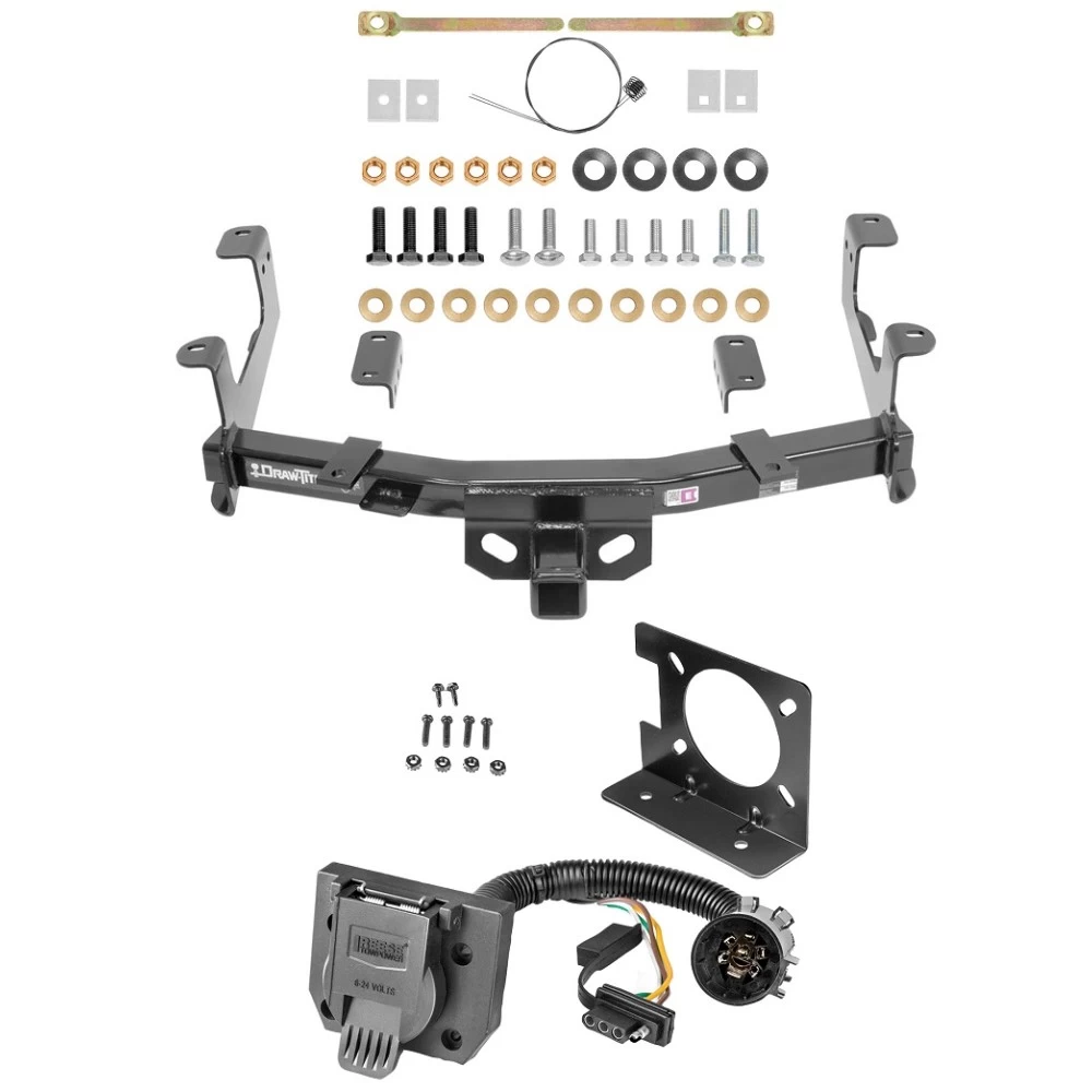 Class 4 Trailer Hitch w/ Wiring Kit For 15-19 Chevy Silverado GMC Sierra 2500 3500 HD 7-Way Pin Blade RV 4-Flat Plug Harness Light w/ Bracket