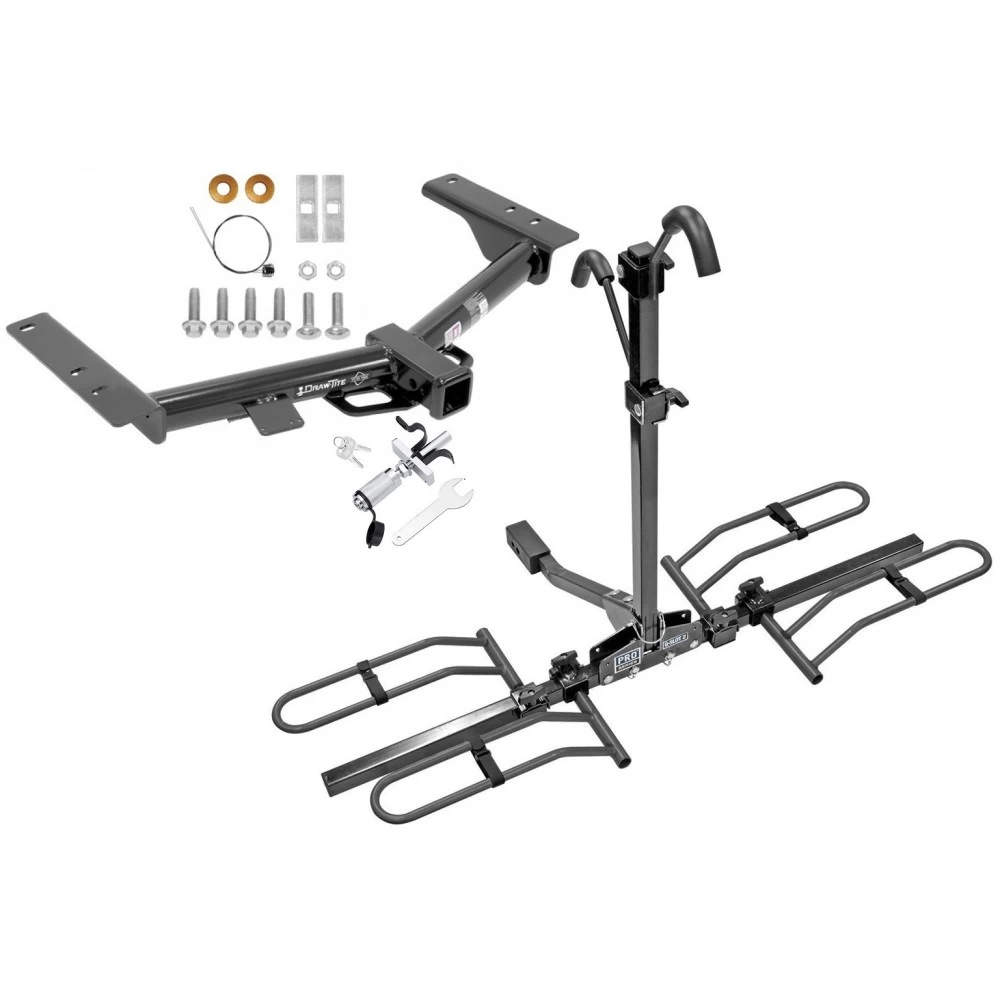 Trailer Tow Hitch For 15-23 Ford Transit 150 250 350 Platform Style 2 Bike Rack w/ Anti Rattle Hitch Lock