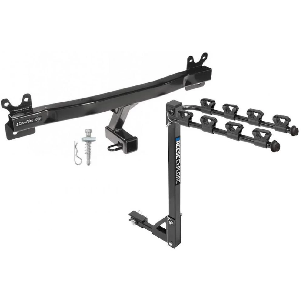 Trailer Tow Hitch w/ 4 Bike Rack For 08-20 Volvo S60 V60 V70 XC70 tilt away adult or child arms fold down carrier