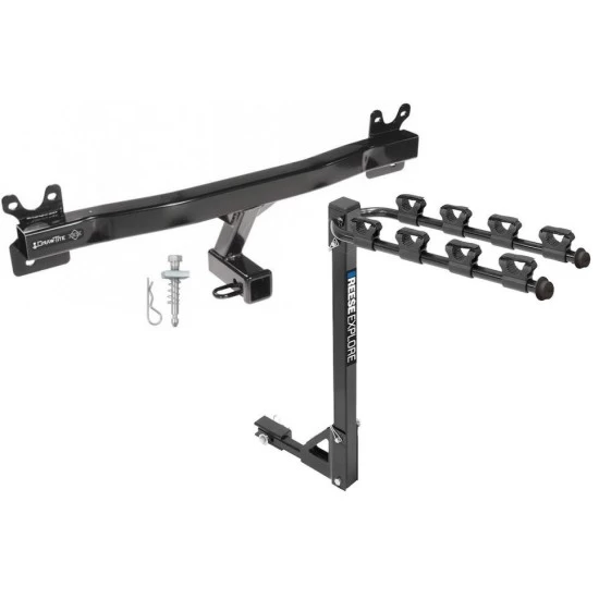 Trailer Tow Hitch w/ 4 Bike Rack For 08-20 Volvo S60 V60 V70 XC70 tilt away adult or child arms fold down carrier