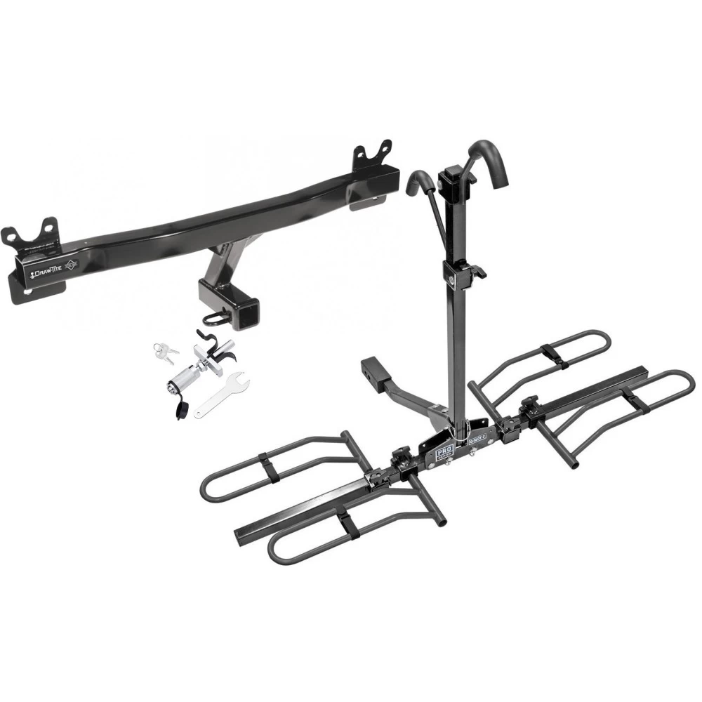 Trailer Tow Hitch For 08-10 Volvo V70 08-16 XC70 11-18 S60 15-18 V60 Platform Style 2 Bike Rack w/ Anti Rattle Hitch Lock