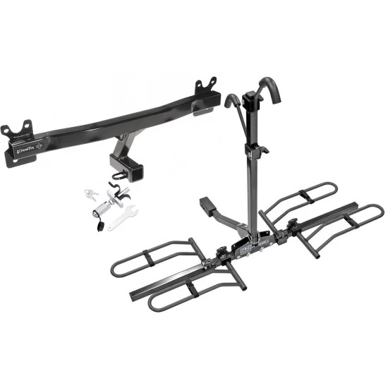 Trailer Tow Hitch For 08-10 Volvo V70 08-16 XC70 11-18 S60 15-18 V60 Platform Style 2 Bike Rack w/ Anti Rattle Hitch Lock