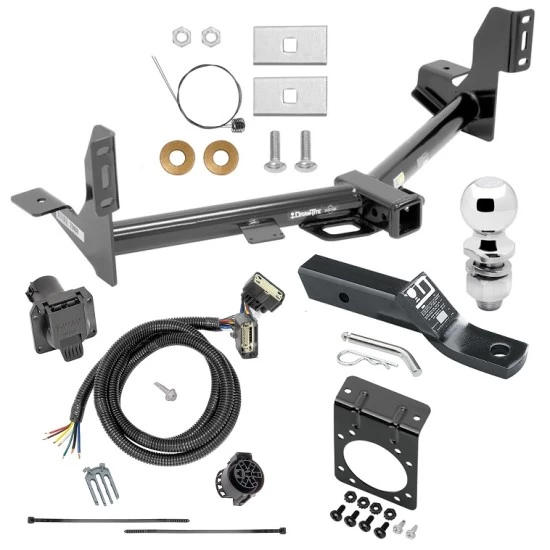 Custom Fit Trailer HitchTow Harness Wiring Package (7-Way) 2" Chrome Ball 2" Drop Ball-Mount w/ Pin/Clip Mounting Bracket for 7-Way Connectors Installation Hardware Installation Instructions 75938 118283 20212 23 63845 Draw-Tite Complete Tow Pac Complete Tow Package For 15-20 Ford F-150 w/ 7-Way RV Wiring Harness Kit 2" Ball and Mount Bracket 2" Receiver