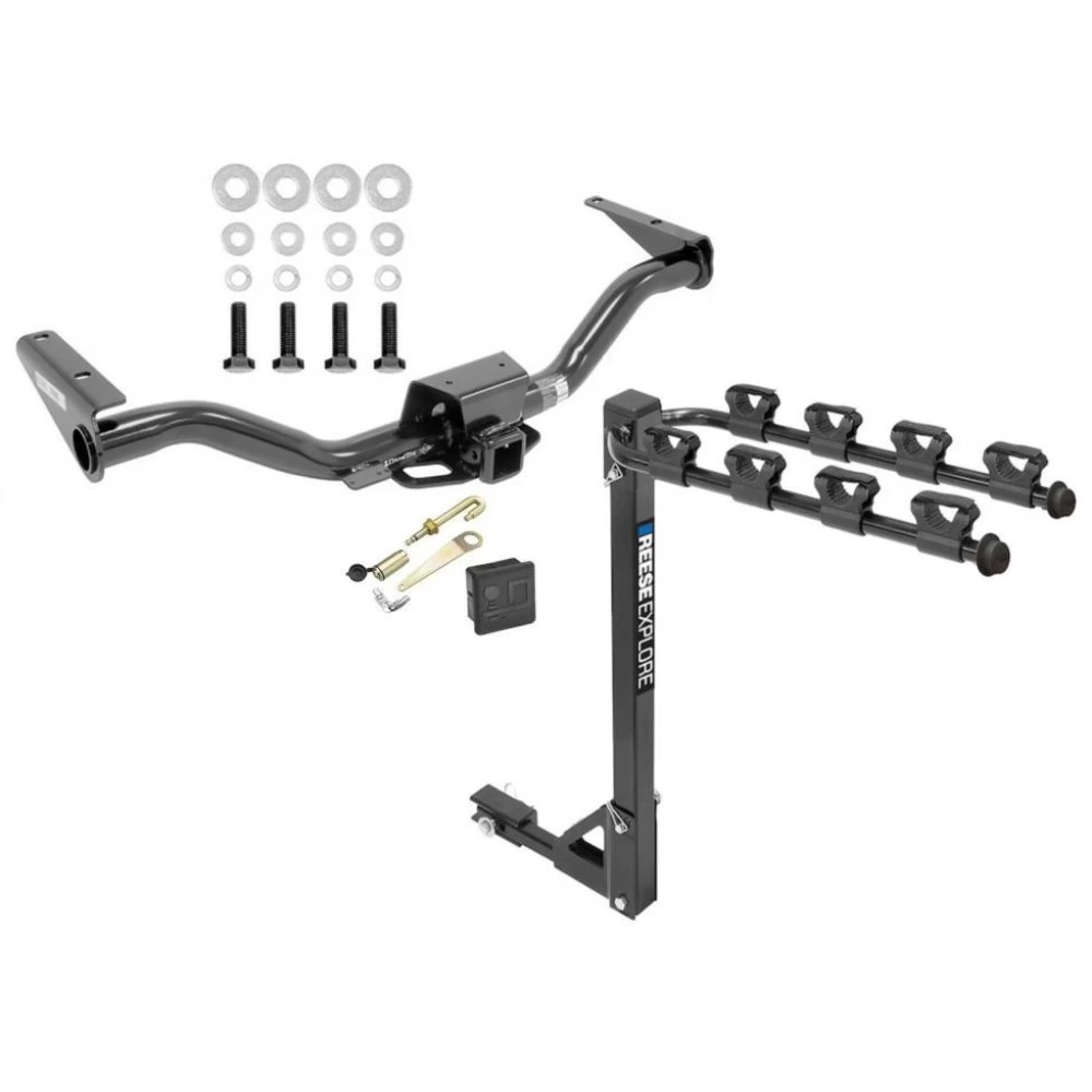 Trailer Tow Hitch w/ 4 Bike Rack For 15-22 Chevy Colorado GMC Canyon tilt away adult or child arms fold down carrier w/ Lock and Cover