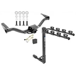 Trailer Tow Hitch w/ 4 Bike Rack For 15-22 Chevy Coloardo GMC Canyon tilt away adult or child arms fold down carrier w/ Lock and Cover