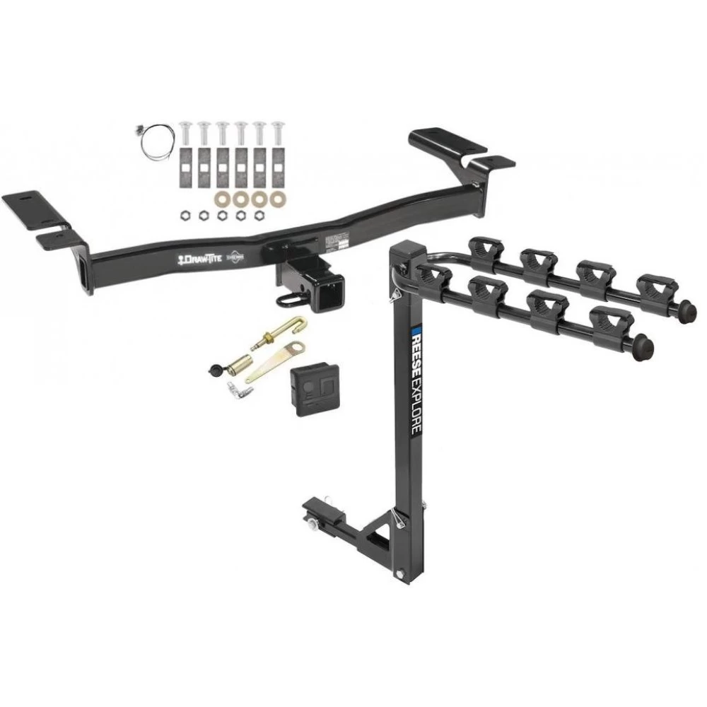 Custom Fit Trailer Hitch 4 Bike Carrier Security J-Pin Rubber Hitch Plug Cover Installation Hardware Installation Instructions 75992 1393100G 63201 7010 Draw-Tite Trailer Tow Hitch 4 Bike Rack 07-15 Edge Lincoln MKX tilt away adult or child arms fold dow Trailer Tow Hitch w/ 4 Bike Rack For 07-15 Ford Edge Lincoln MKX tilt away adult or child arms fold down carrier w/ Lock and Cover