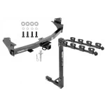 Trailer Tow Hitch w/ 4 Bike Rack For 15-22 Chevy Coloardo GMC Canyon tilt away adult or child arms fold down carrier