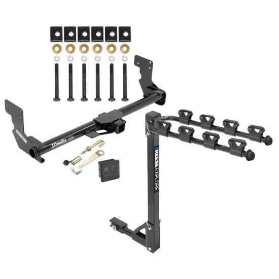 Trailer Tow Hitch w/ 4 Bike Rack For 16-23 Mercedes Metris tilt away adult or child arms fold down carrier w/ Lock and Cover