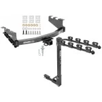 Trailer Tow Hitch w/ 4 Bike Rack For 14-18 Chevy Silverado GMC Sierra 1500 2019 LD Legacy tilt away adult or child arms fold down carrier