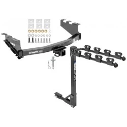 Trailer Tow Hitch w/ 4 Bike Rack For 14-18 Chevy Silverado GMC Sierra 1500 2019 LD Legacy tilt away adult or child arms fold down carrier