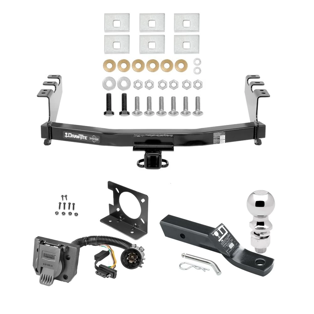 Trailer Hitch Package w/ Wiring For 14-18 Chevy Silverado GMC Sierra 1500 (2019 LD & Legacy) w/ 2-5/16" Ball 2" Drop Mount 7-Way Pin Blade RV Class 4