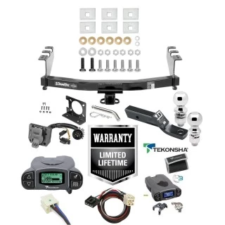 Trailer Hitch Tow Package w/ Tekonsha P3 Brake Control For 14-18 Chevy Silverado GMC Sierra 1500 (2019 LD & Legacy) w/ Wiring Dual 2" and 2- 5/16" Ball 2" Drop Mount Prodigy 7-Way Pin Blade RV Controller