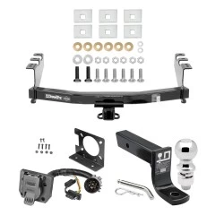 Trailer Hitch Package w/ Wiring For 14-18 Chevy Silverado GMC Sierra 1500 (2019 LD & Legacy) w/ 2-5/16" Ball 4" Drop Mount 7-Way Pin Blade RV Class 4