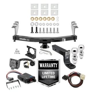Trailer Hitch Brake Control Package For 14-18 Chevy Silverado GMC Sierra 1500 (2019 LD & Legacy) w/ Wiring Dual 2" and 2- 5/16" Ball 4" Drop Mount 7-Way Pin Blade RV Controller
