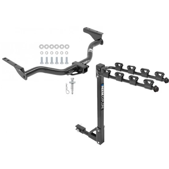 Trailer Tow Hitch w/ 4 Bike Rack For 13-20 Nissan Pathfinder 14-20 INFINITI QX60 2013 JX35 tilt away adult or child arms fold down carrier