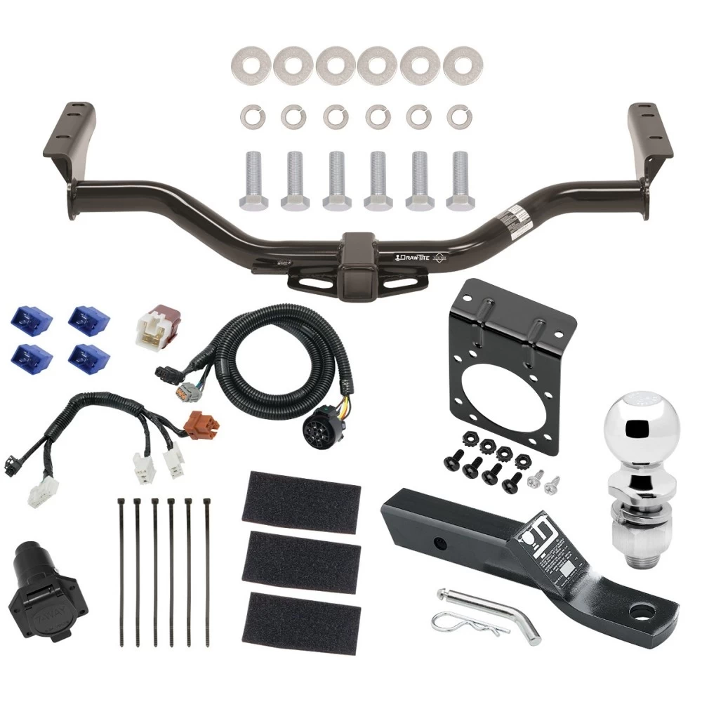 Complete Tow Package For 13-20 Nissan Pathfinder 14-20 INFINITI QX60 w/ 7-Way RV Wiring Harness Kit 2" Ball and Mount Bracket 2" Receiver Class 3