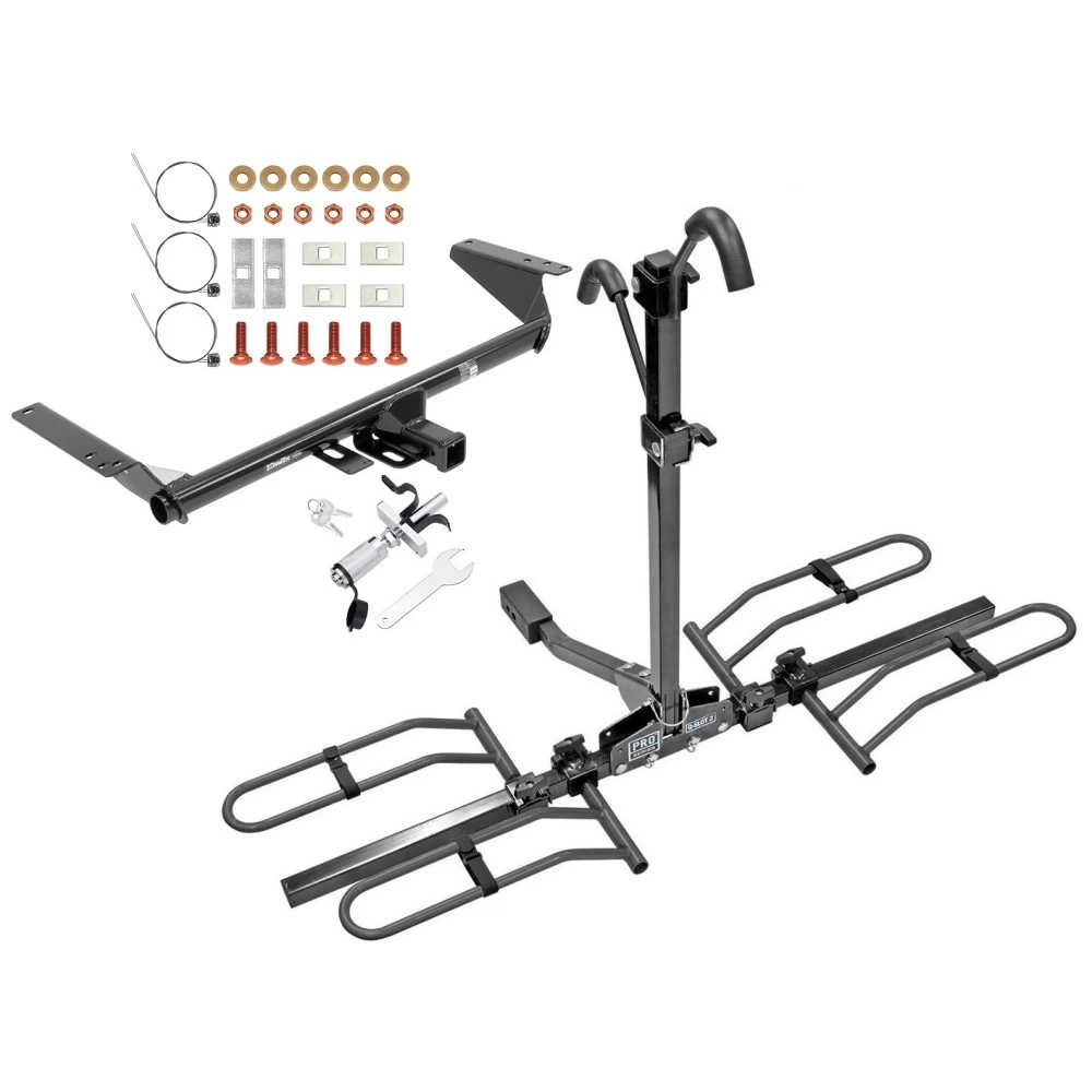 Trailer Tow Hitch For 17-23 Chrysler Pacifica 22-23 Grand Caravan Except Hybrid Platform Style 2 Bike Rack w/ Anti Rattle Hitch Lock