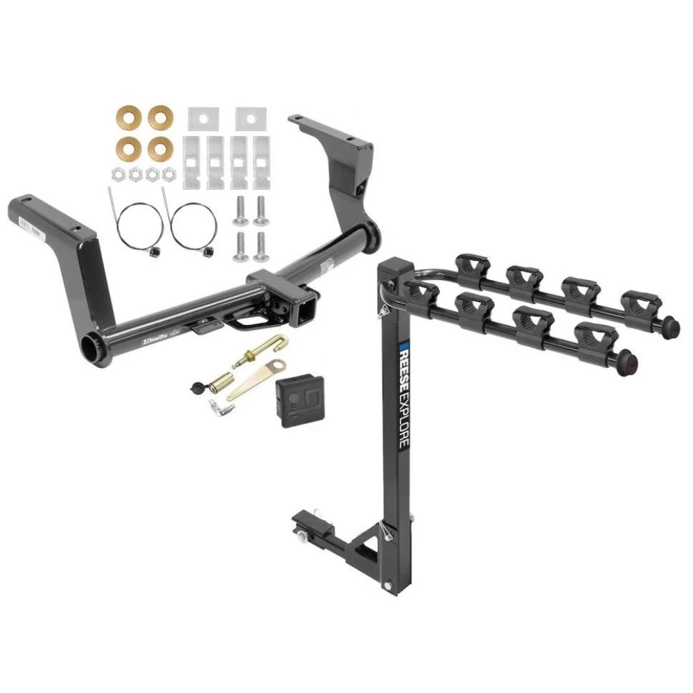 Trailer Tow Hitch w/ 4 Bike Rack For 13-15 Subaru XV Crosstrek tilt away adult or child arms fold down carrier w/ Lock and Cover