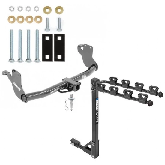 Trailer Tow Hitch w/ 4 Bike Rack For 11-26 Mitsubishi Outlander Sport RVR tilt away adult or child arms fold down carrier