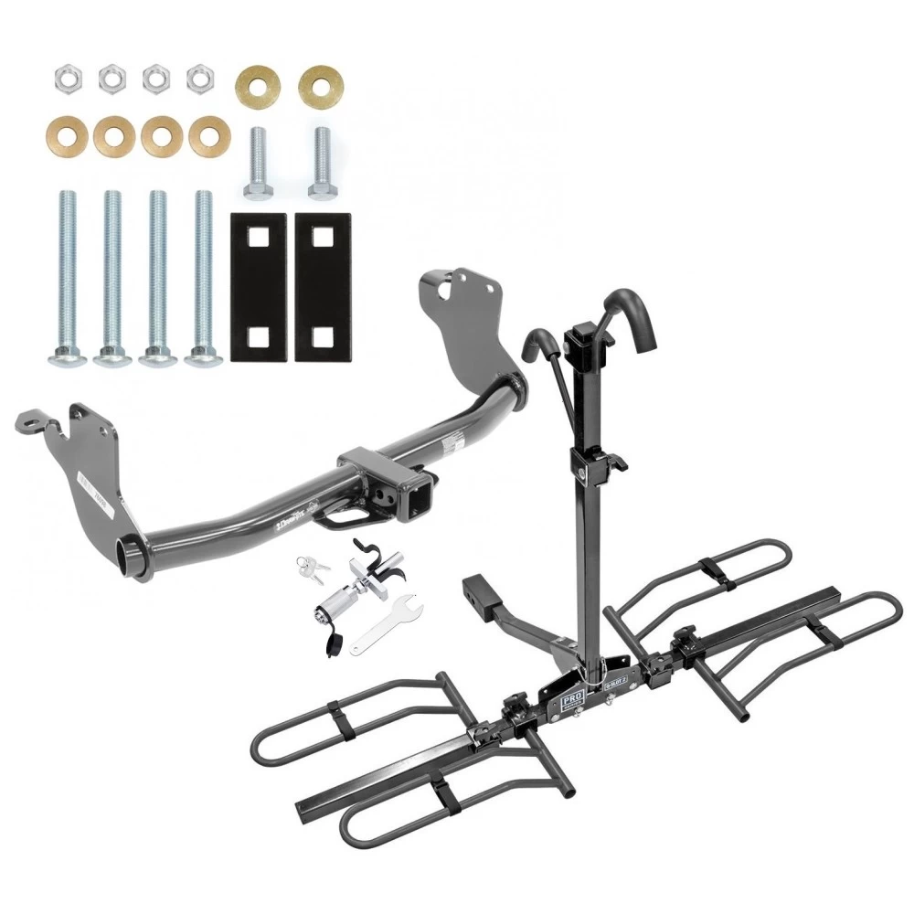 Trailer Tow Hitch For 11-26 Mitsubishi Outlander Sport RVR Platform Style 2 Bike Rack w/ Anti Rattle Hitch Lock