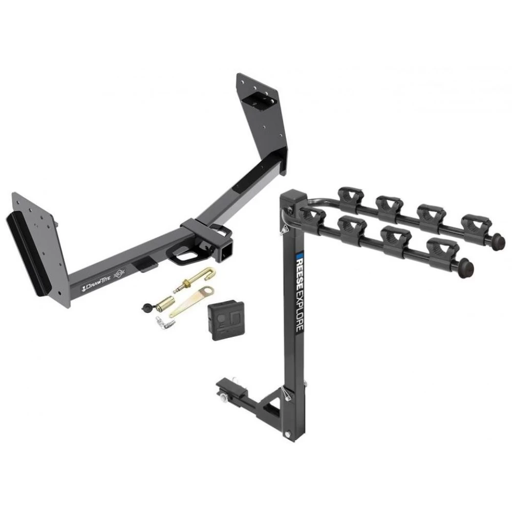 Trailer Tow Hitch w/ 4 Bike Rack For 15-21 Mitsubishi L200 Triton tilt away adult or child arms fold down carrier w/ Lock and Cover