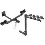 Trailer Tow Hitch w/ 4 Bike Rack For 12-15 Mercedes ML350 w/o Active Curve System 16-18 GLE SUV Except AMG tilt away adult or child arms fold down carrier