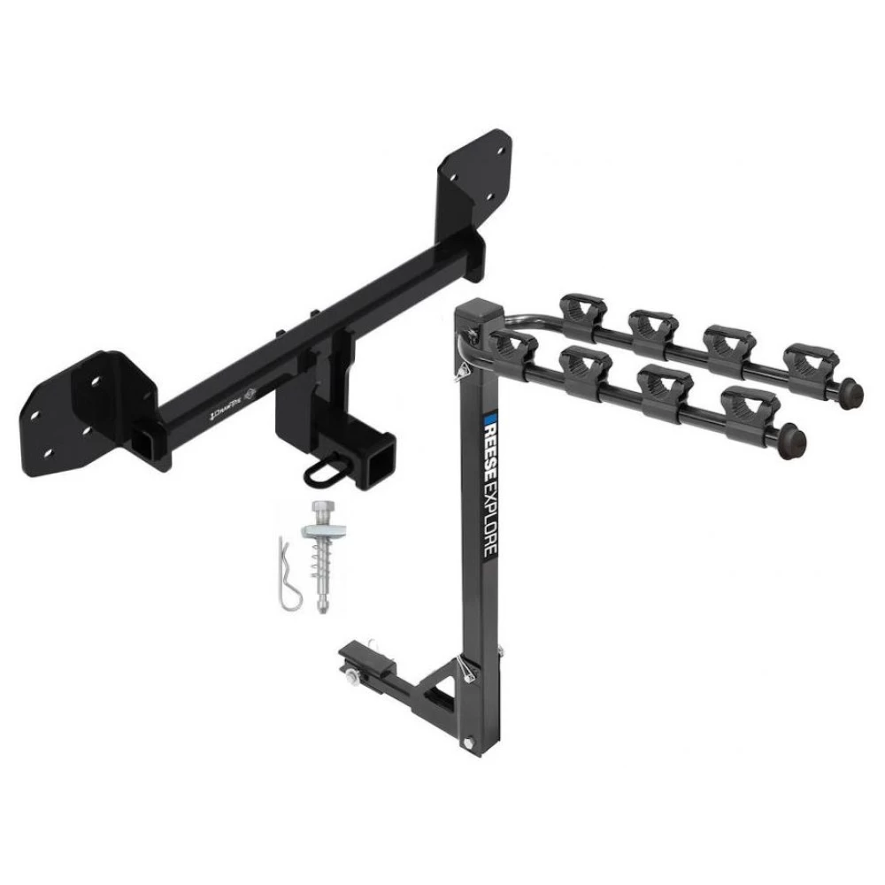 Trailer Tow Hitch w/ 4 Bike Rack For 10-19 Subaru Outback 10-12 Except Sport tilt away adult or child arms fold down carrier