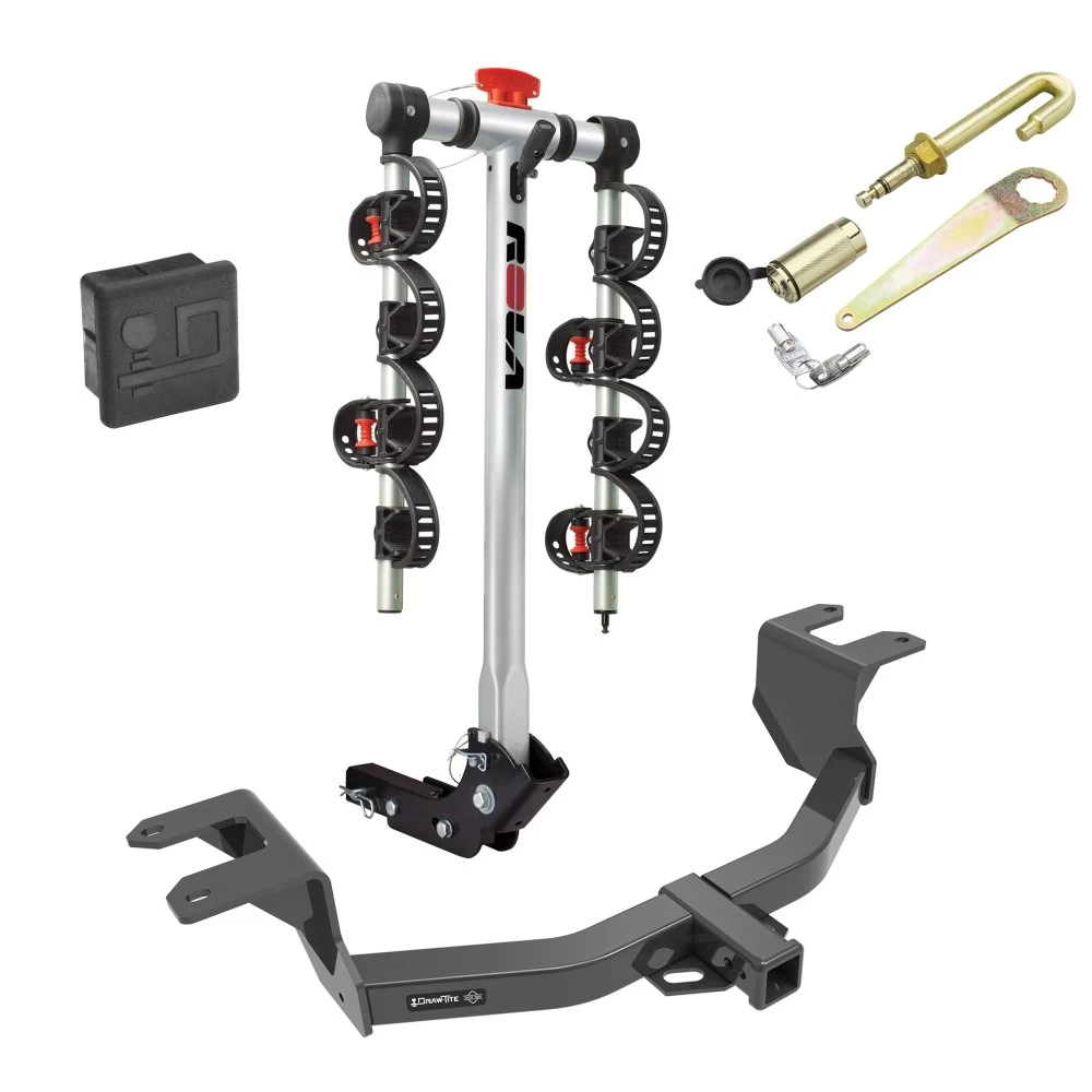 Trailer Tow Hitch For 19-24 Chevy Silverado 1500 GMC Sierra 1500 4 Bike Rack w/ Hitch Lock and Cover