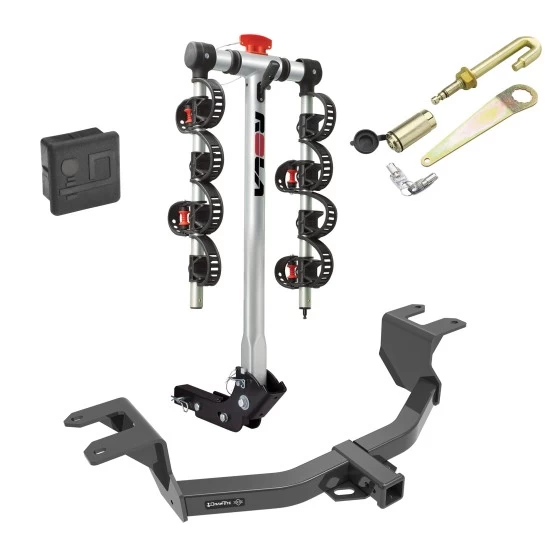 Trailer Tow Hitch For 19-24 Chevy Silverado 1500 GMC Sierra 1500 4 Bike Rack w/ Hitch Lock and Cover