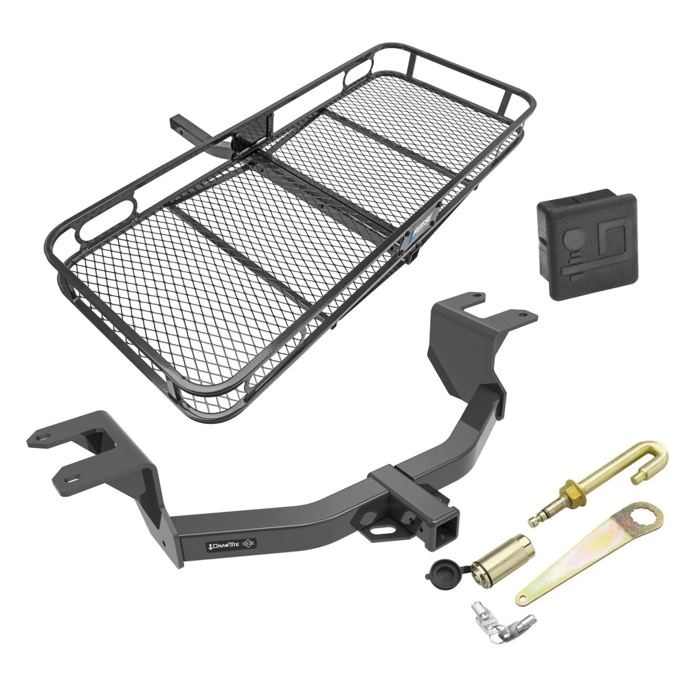 Trailer Tow Hitch For 19-24 Chevy Silverado 1500 GMC Sierra 1500 Basket Cargo Carrier Platform Hitch Lock and Cover