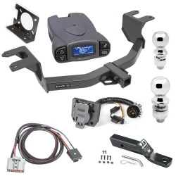 Trailer Hitch Tow Package w/ Tekonsha P3 Brake Control For 19-25 Chevy Silverado GMC Sierra 1500 22-22 LTD w/o Factory Hitch w/ Wiring Dual 2" and 2- 5/16" Ball 2" Drop Mount Prodigy 7-Way Pin Blade RV Controller
