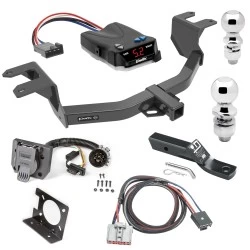 Trailer Hitch Brake Control Package For 19-25 Chevy Silverado GMC Sierra 1500 22-22 LTD w/o Factory Hitch w/ Wiring Dual 2" and 2- 5/16" Ball 2" Drop Mount 7-Way Pin Blade RV Controller