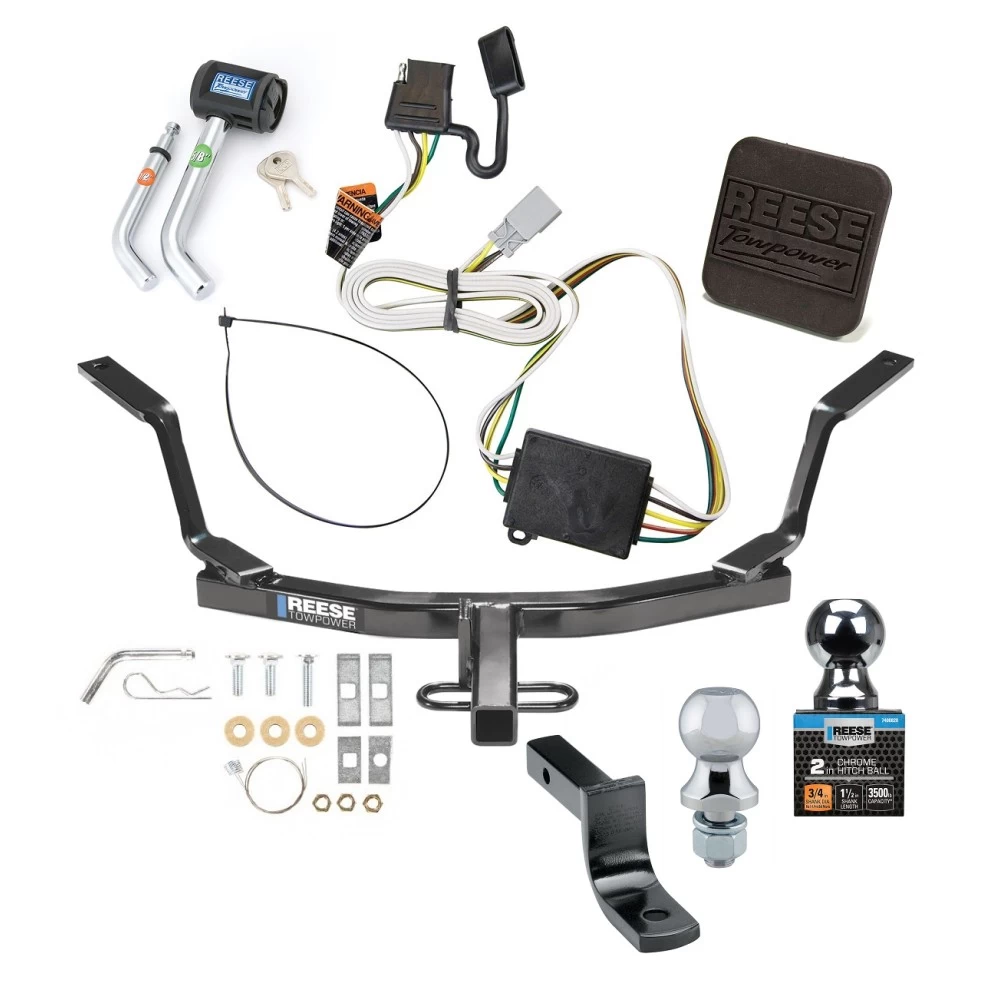 Reese Trailer Tow Hitch For 98-02 Honda Accord (Sedan) 99-03 Acura TL CL Ultimate Bundle Wiring 1-7/8" & 2" Ball and Lock