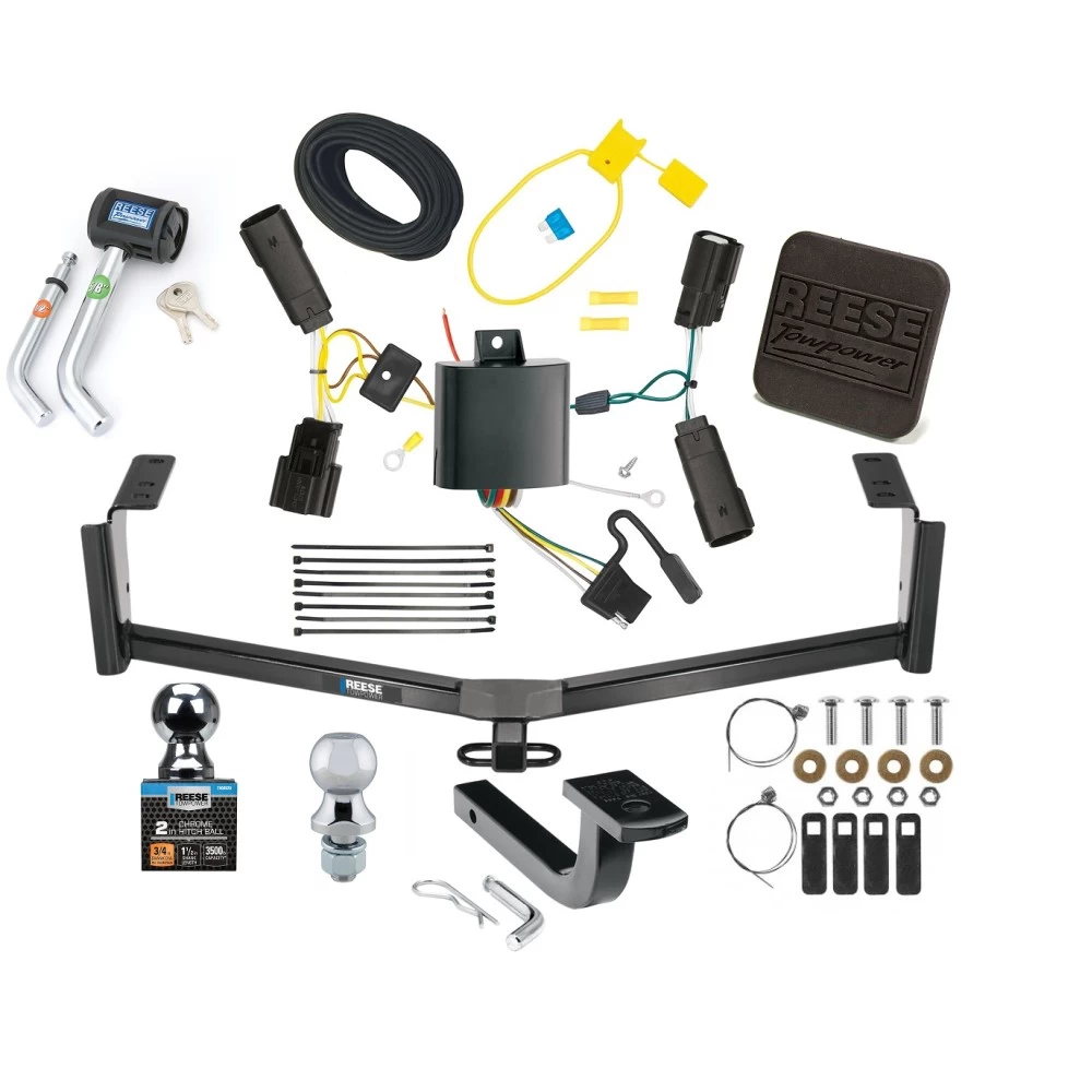 Reese Trailer Tow Hitch For 13-20 Ford Fusion Exc Sport Ultimate Bundle Wiring 1-7/8" & 2" Ball and Lock