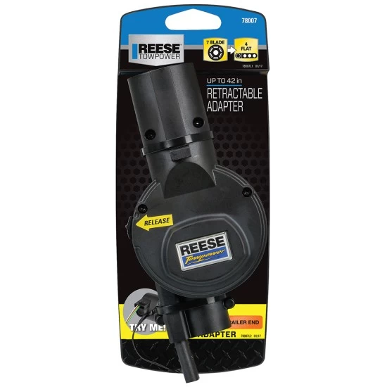 7-Way RV Round Tow Plug Harness Flat Pin to 4-Flat Wiring Harness Tow Plug Kit Adapter w/42" Retractable 4-Flat Wiring Harness Tow Plug Kit