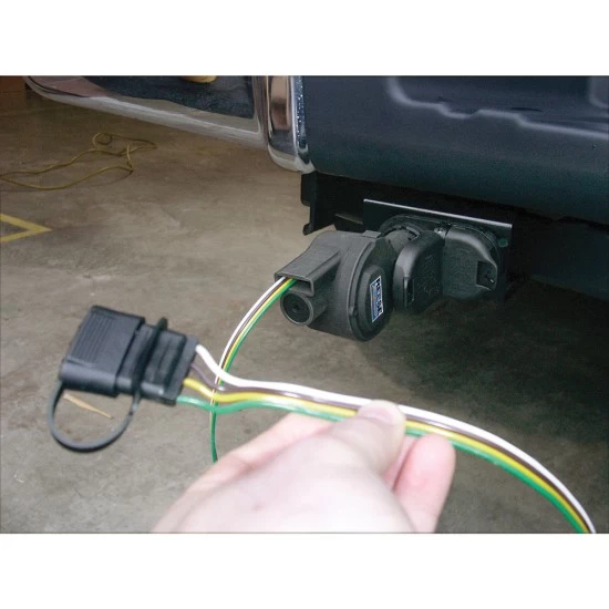 7-Way RV Round Tow Plug Harness Flat Pin to 4-Flat Wiring Harness Tow Plug Kit Adapter w/42" Retractable 4-Flat Wiring Harness Tow Plug Kit