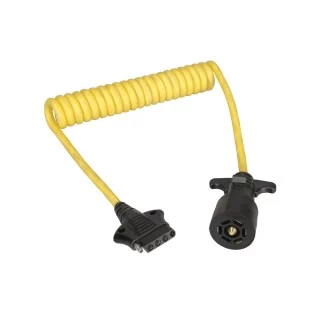 787195 Wesbar Trailer Wiring Adapter 7-Way Flat to 5-Way 4 ft. Coiled 7-Way RV Round Tow Plug Harness Flat Pin to 5-Flat 4 ft Coiled Adapter