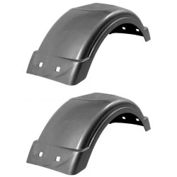 Set of 2 Silver Fulton Single Axle Trailer Fenders 8" to 12" Wheels Top Step 21.5" Long Boat Utility Sale Replacement