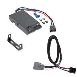 Trailer Brake Control For 20-25 Jeep Gladiator 18-25 Wrangler JL w/ Plug Play Wiring Adapter Electric Trailer Brakes Module Box Controller Brakeman Compact Reese