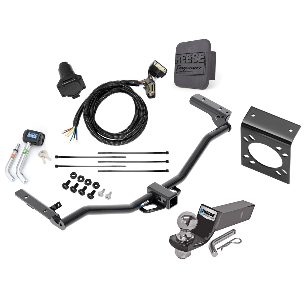 Custom Fit Trailer HitchTow Harness Wiring Package (7-Way) 2" Chrome Ball 2" Drop Ball-Mount w/ Pin/Clip Mounting Bracket for 7-Way ConnectorsSecurity Lock Pin Rubber Hitch Plug Cover Installation Hardware Installation Instructions 84034 118272 Reese Complete Tow Package For 11-19 Ford Explorer w/ 7-Way RV Wiring Harness Kit 2" Ball and Mount Bracket Lock Cover