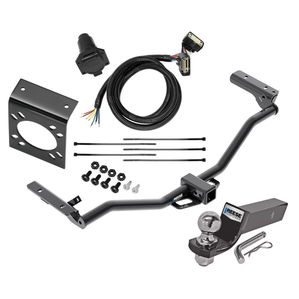 Custom Fit Trailer HitchTow Harness Wiring Package (7-Way) 2" Chrome Ball 2" Drop Ball-Mount w/ Pin/Clip Mounting Bracket for 7-Way Connectors Installation Hardware Installation Instructions 84034 118272 85283 21536 Reese Reese Complete Tow Pack Reese Complete Tow Package For 11-19 Ford Explorer w/ 7-Way RV Wiring Harness Kit 2" Ball and Mount Bracket 2" Receiver Class 3