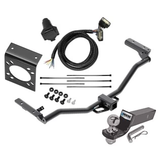 Custom Fit Trailer HitchTow Harness Wiring Package (7-Way) 2" Chrome Ball 2" Drop Ball-Mount w/ Pin/Clip Mounting Bracket for 7-Way Connectors Installation Hardware Installation Instructions 84034 118272 85283 21536 Reese Reese Complete Tow Pack Reese Complete Tow Package For 11-19 Ford Explorer w/ 7-Way RV Wiring Harness Kit 2" Ball and Mount Bracket 2" Receiver Class 3