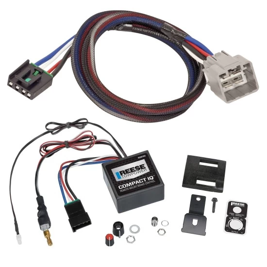 Reese Compact IQ Hidden Trailer Brake Control for 11-12 RAM 1500 2500 3500 w/ Plug Play Wiring Adapter Proportional Trailer Brakes Module Box Controller 1-3 Axle