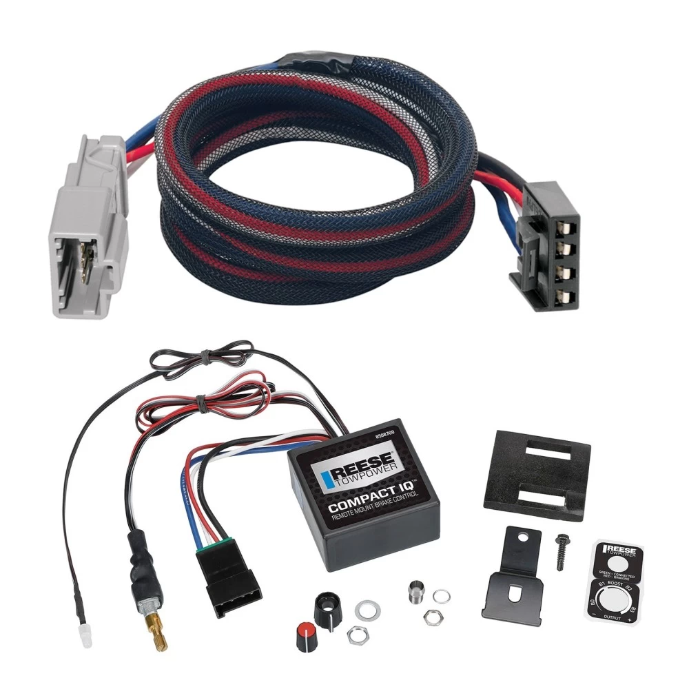 Reese Compact IQ Hidden Trailer Brake Control For 16-25 Honda Pilot 19-25 Passport w/ Plug Play Wiring Adapter Proportional Trailer Brakes Module Box Controller 1-3 Axle