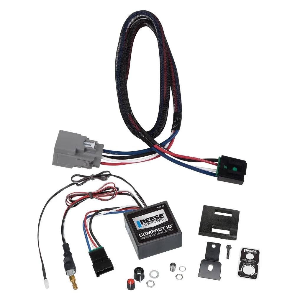 Reese Compact IQ Hidden Trailer Brake Control For 20-25 Jeep Gladiator 18-25 Wrangler JL w/ Plug Play Wiring Adapter Proportional Trailer Brakes Module Box Controller 1-3 Axle
