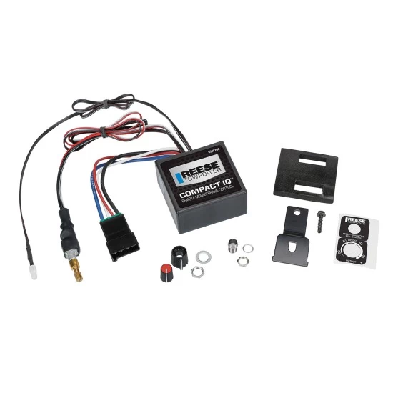 Reese Compact IQ Hidden Trailer Brake Control for 03-07 Chevy Silverado 1500 3500 03-04 Chevy Silverado 2500 w/ Plug Play Wiring Adapter Proportional Trailer Brakes Module Box Controller 1-3 Axle