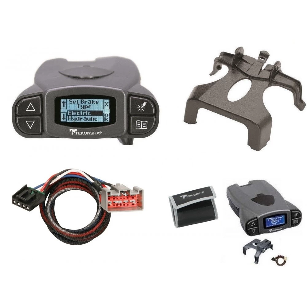 Tekonsha Prodigy P3 Trailer Brake Control for 10-19 Forest River Forester Lexington Sunseeker Fleetwood Jamboree Searcher Sport Tioga Montara Ranger w/ Plug Play Wiring Adapter Proportional Eletric Trailer Brakes Module Box Controller 1-4 Axle