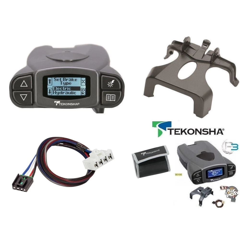 Tekonsha Prodigy P3 Trailer Brake Control for 97-11 Dodge RAM Dakota 98-09 Dodge Durango w/ Plug Play Wiring Adapter Proportional Electric Trailer Brakes Module Box Controller