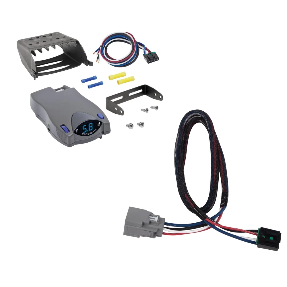 Trailer Brake Control For 20-25 Jeep Gladiator 18-25 Wrangler JL w/ Plug Play Wiring Adapter Tekonsha Prodigy P2 Electric Trailer Brakes Module Box Controller